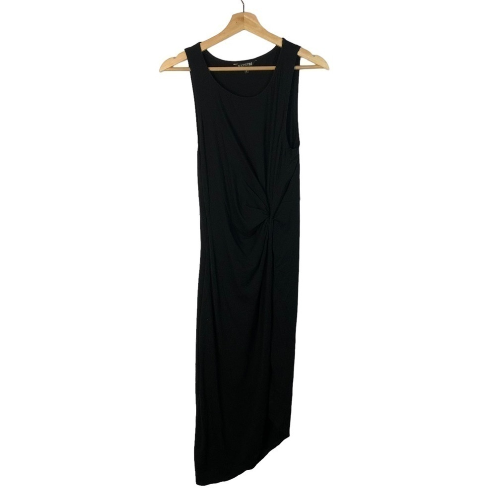 Express Black‎ Ruched Side Cotton Midi Dress S